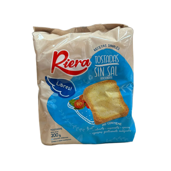TOSTADAS RIERA SIN SAL 200G *18