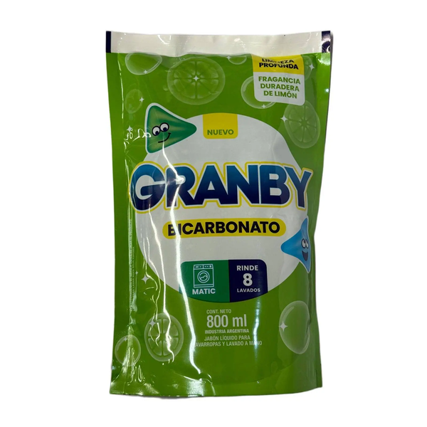 JAB LIQ GRANBY P/ROPA BICARBONATO LIMON DP 800ML *12