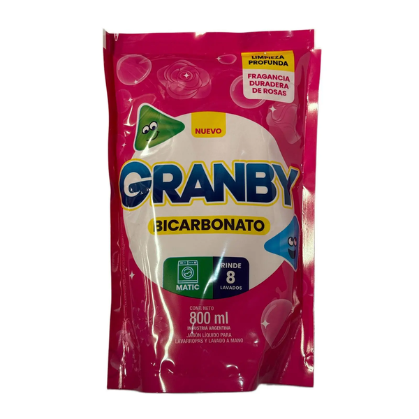 JAB LIQ GRANBY P/ROPA BICARBONATO ROSAS DP 800 *12