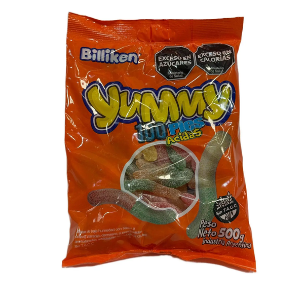 GOMITAS YUMMY 100 PIES ACIDAS 500G *6