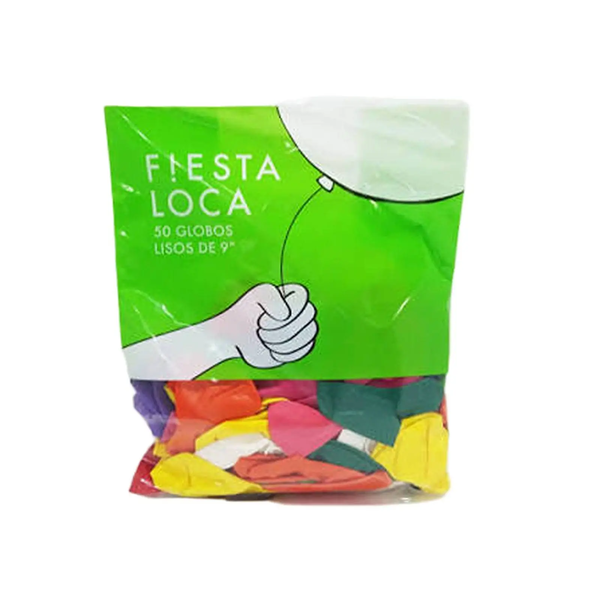 GLOBO LISO FIESTA  LOCA  SURTIDO  50U*120
